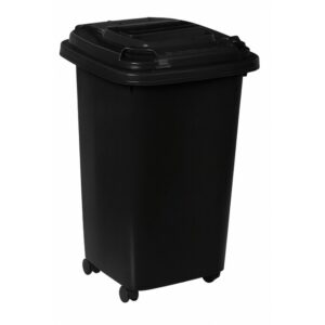 50L Wheelie Bin - 4 Wheel - Plastic - Black