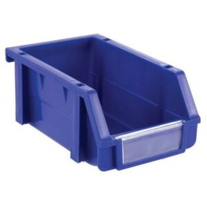 Matlock Plastic Louvre Panel Bin - Stack and Hang Container - Interlocking Design - 10 x 16 x 7.4 cm - Blue