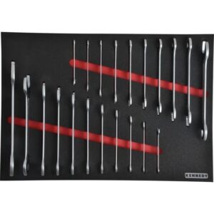 KennedyPro AF & Metric Open Ended Spanner Set - 21 Pieces - with full Width Foam Tool Control Inlay for Tool Roller Cabinets