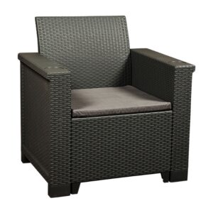Jabulani One Seater Patio Chair - Outdoor - Rattan Look - Charcoal - 73 x 57 x 75cm