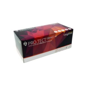 Unigloves Nitrile Gloves Protect Orange Size M (7-8), Orange, Powder-Free, Diamond Grip, Pack of 100