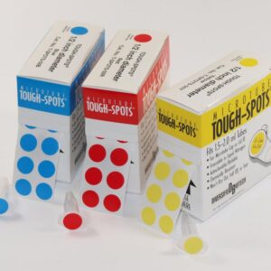 Heathrow Scientific Tough-Spots PVC Round Ø 9.5mm Orange, Pack of 1000/roll