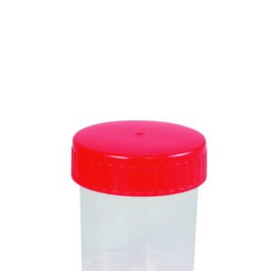 Ratiolab Multipurpose Beakers 60 mL with Red Screw Lid, Graduated, Sterilized, Pack of 500