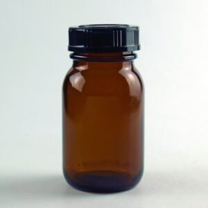 Hecht Wide Mouth Bottle 30 ml, GL 32 with Thread and Screw Cap, Brown Glass