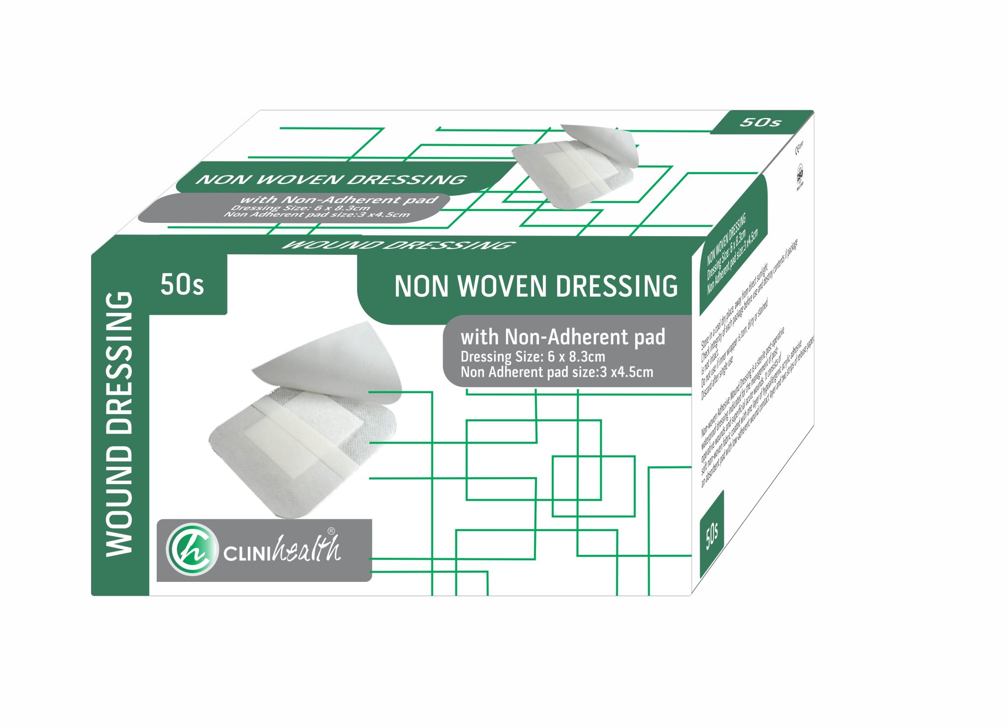 Dressing Non-Woven with absorbent pad 6 x8.3cm – 50s