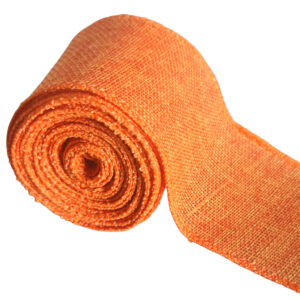 Halloween Ribbon with wired edge – Orange Burlap