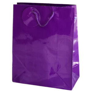 Purple Semi-gloss paper bag with tag – 175 x 95 x 225mm