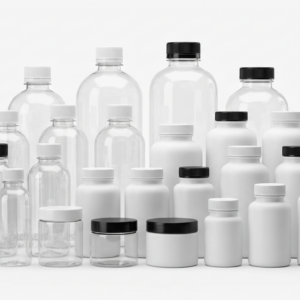 Jars. Plastic and glass.