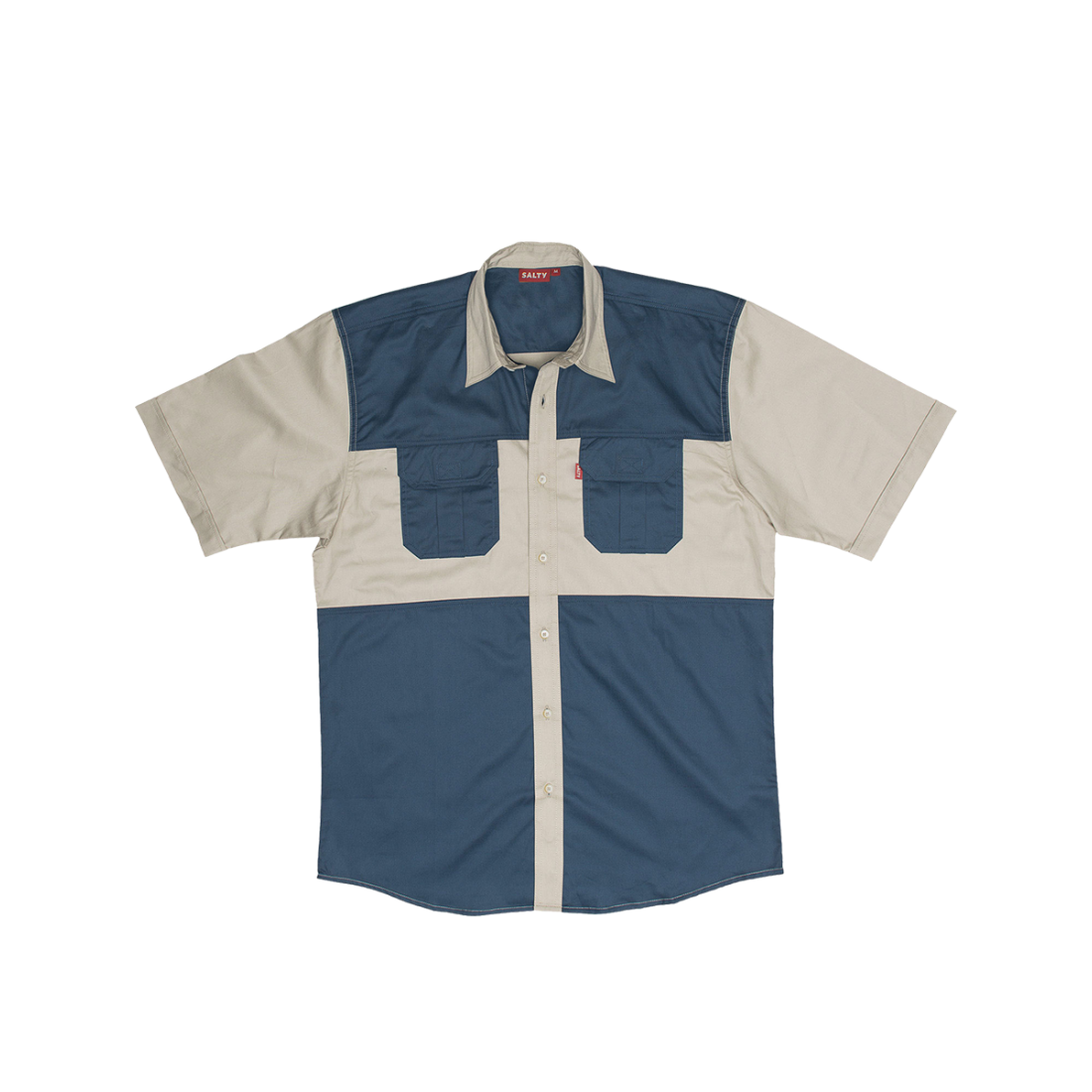 Delta Two Tone Bush Shirt (Stone & Navy)